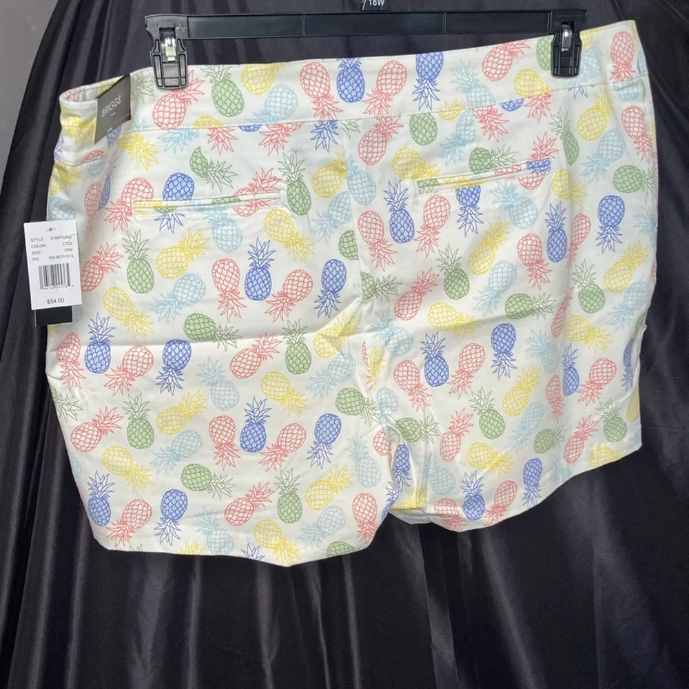 Briggs short multi colored pineapple print white short casual size 20W - Picture 9 of 17